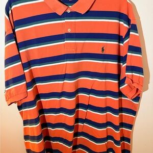 Ralph Lauren Men's Polo in Orange and Blue Stripes